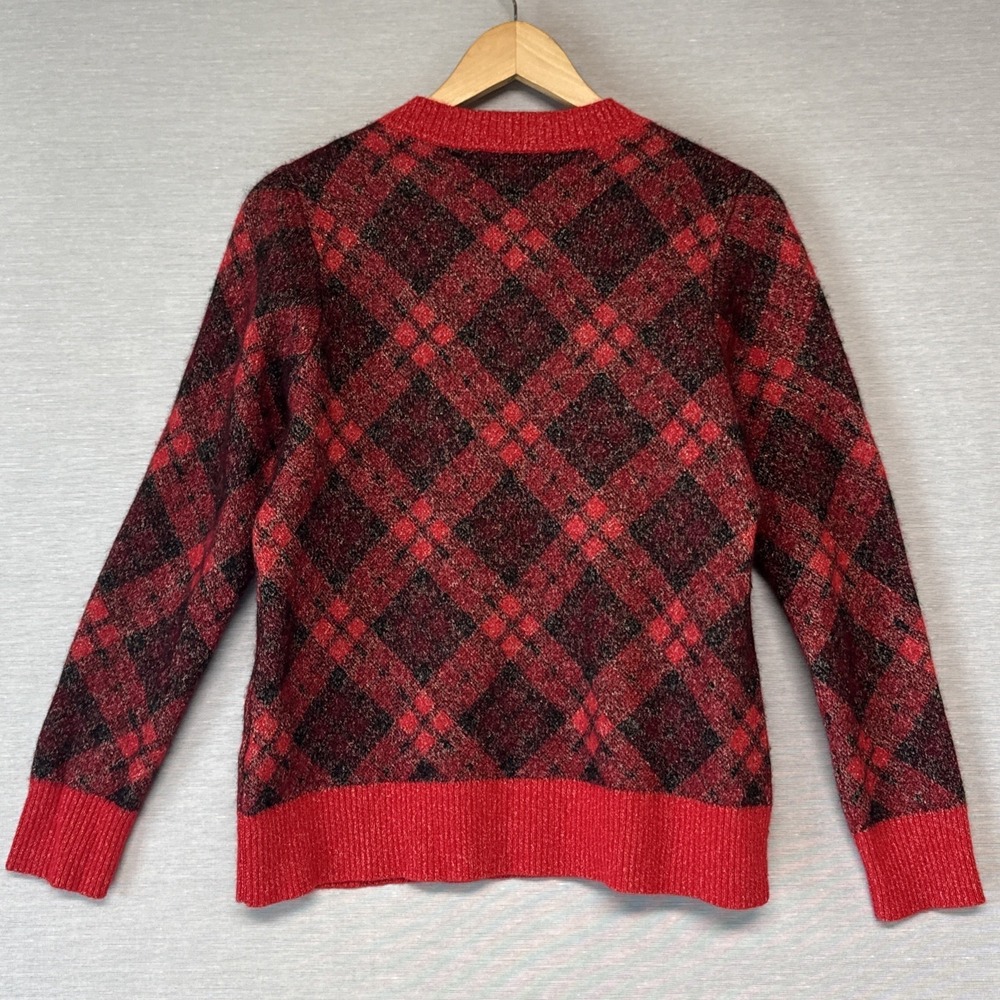 Charter Club Luxury Red Metallic Plaid Cashmere Blend Pullover Sweater Women's L - Picture 2 of 8